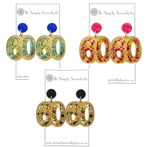 60th Birthday Number Earrings - Dangles