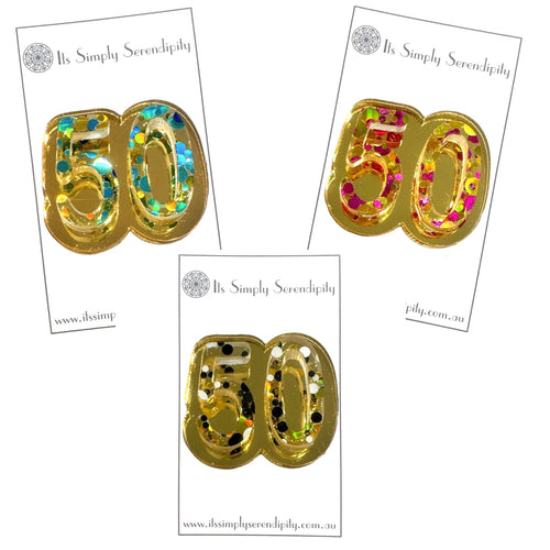 50th Birthday Number - Brooch