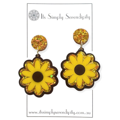 Sunny Sunflower Earrings - Dangles