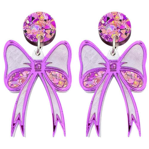 Bow-utiful - Dangle Earrings - Purple
