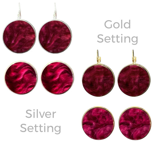 Burgundy - Marble - Bezel Set