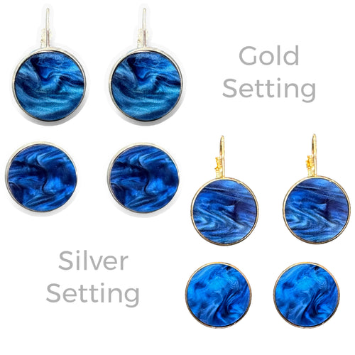 Navy - Marble - Bezel Set