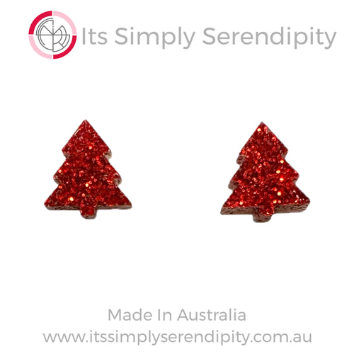 Red Christmas Tree - Mini Stud
