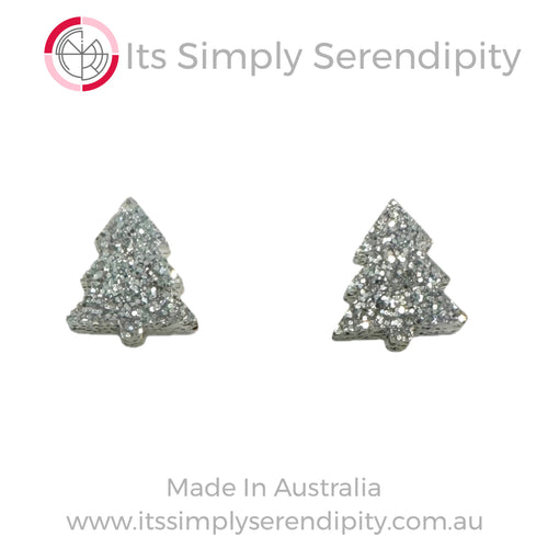 Silver Christmas Tree - Mini Stud