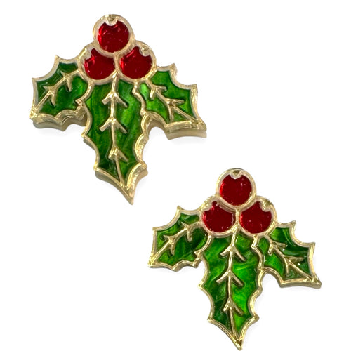 Christmas Holly - Statement Studs