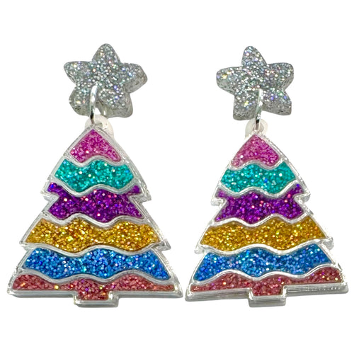 Christmas Tree - Rainbow - Statement Dangles