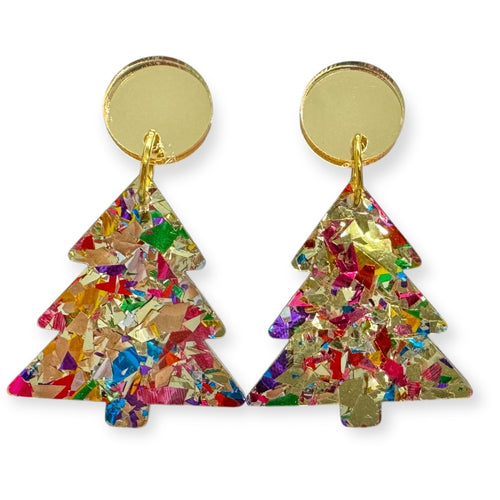 Christmas Tree  Dangles - Party Gold