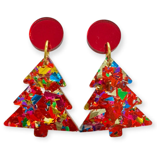 Christmas Tree Dangles - Party Red