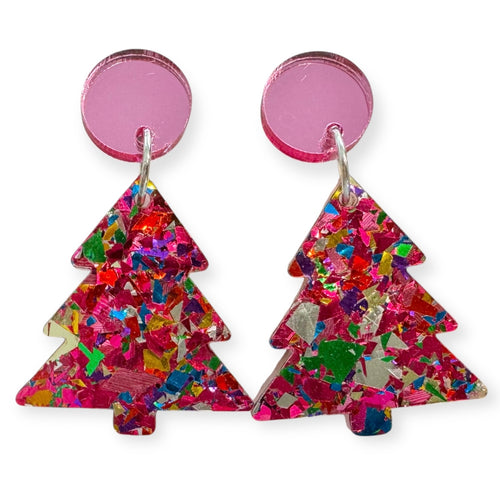 Christmas Tree Dangles - Party Pink