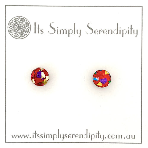 Party Glitter - Red - Simple Studs
