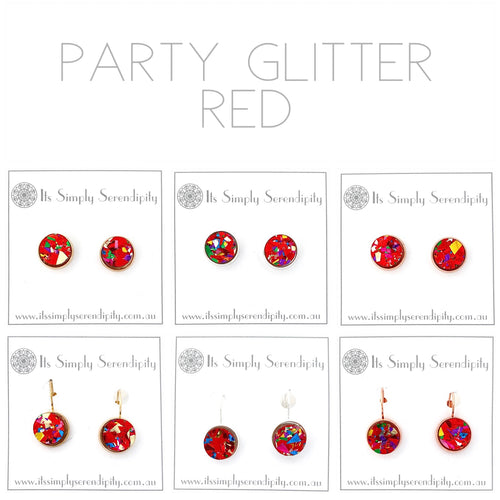 Party Glitter - Red - Bezel Setting