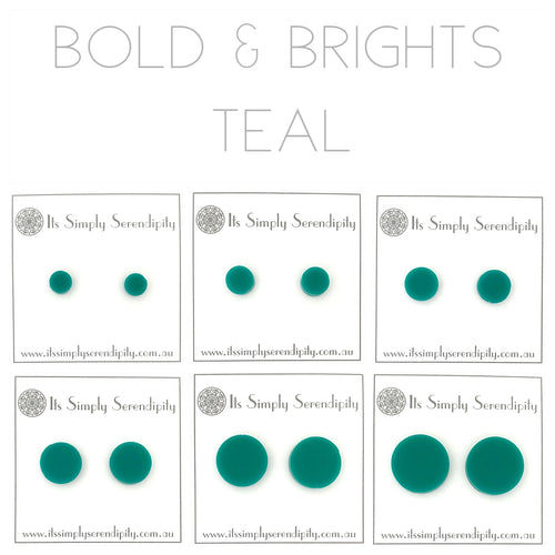 Bold & Brights - Teal - Simple Studs
