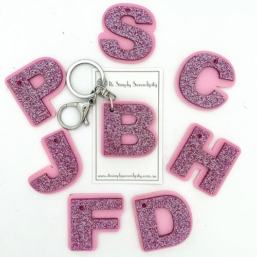 Love Letter Key Rings - Light Pink Glitter