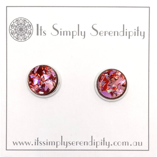 Colourful Crystals - Pink & Red - Silver Setting