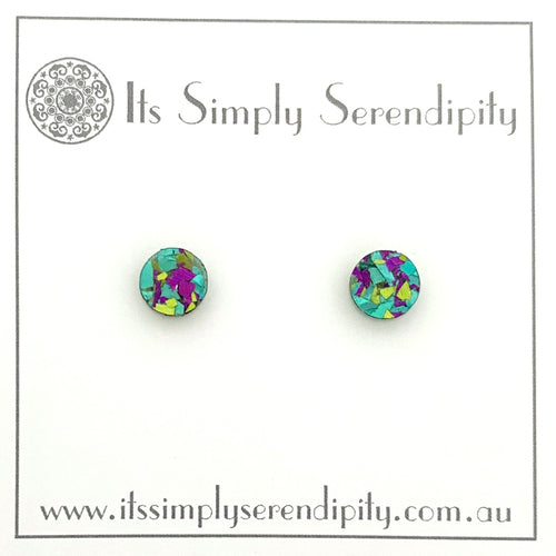 Colourful Crystals - Green & Purple -Simple Studs