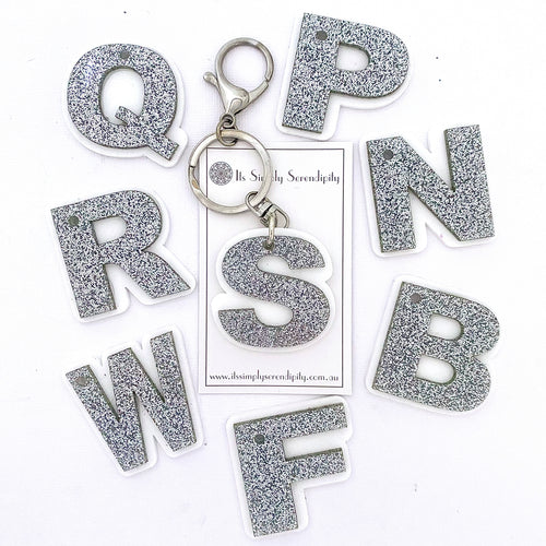 Lover Letter Key Ring - Silver Glitter