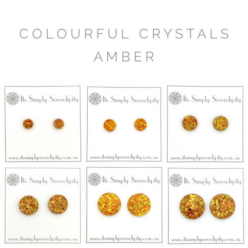 Colourful Crystals - Amber - Simple Studs