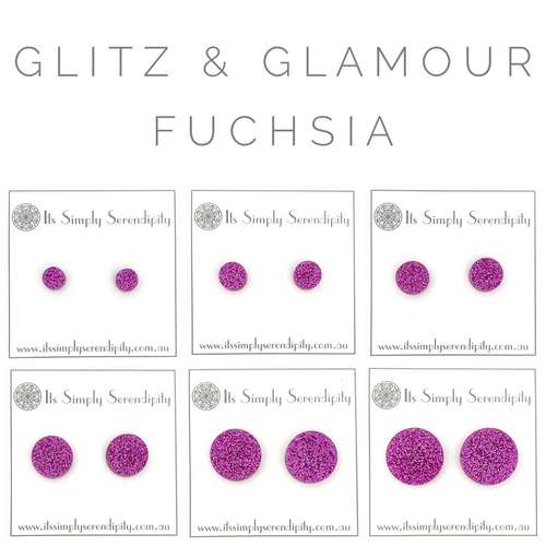 Glitz & Glamour - Fuchsia - Simple Studs