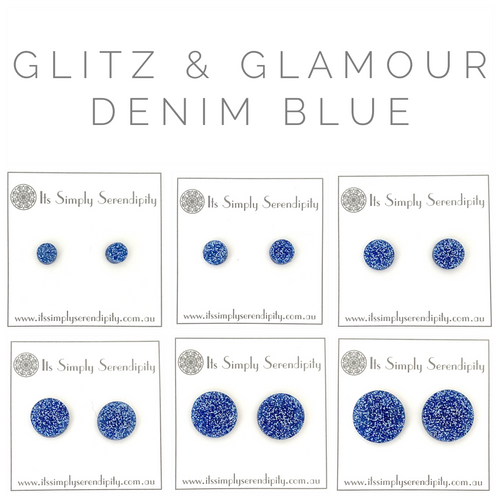 Glitz & Glamour - Denim Blue - Simple Studs