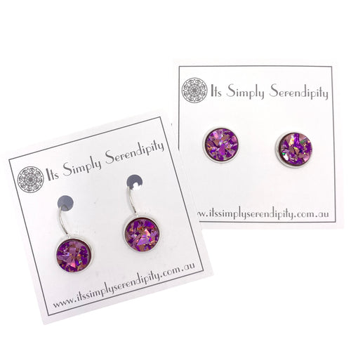 Colourful Crystals - Purple & Lilac - Silver Setting