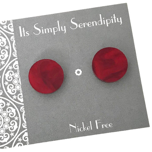 Statement Studs - Red Marble