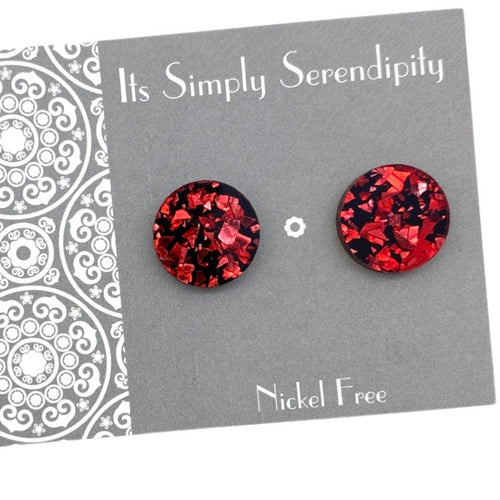 Statement Studs - Shimmers Shards - Red