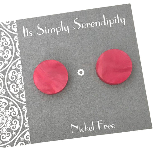 Statement Studs - Hot Pink Marble
