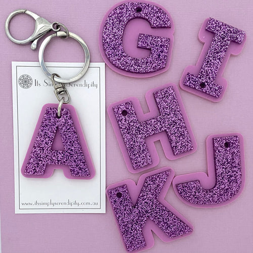 Love Letter Key Rings - Purple Glitter